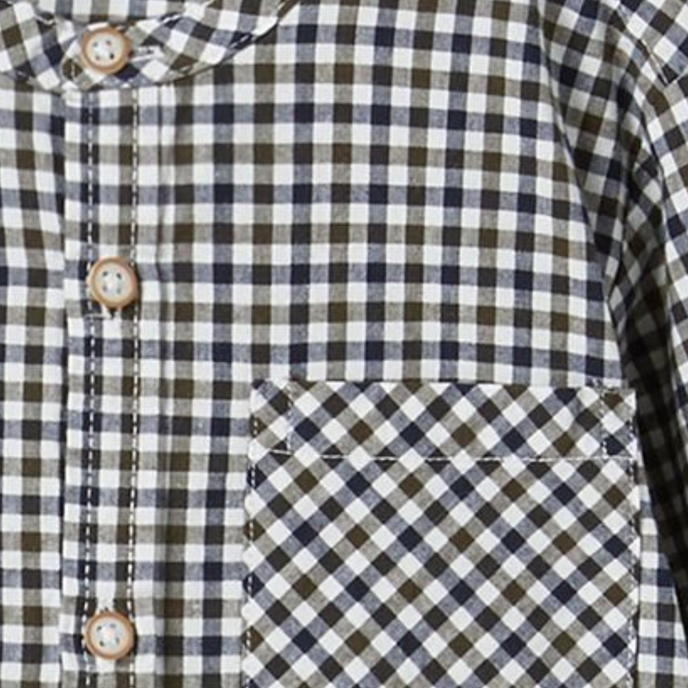 Zara Kids Checkered Button Down Shirt - Navy and White - Picture 2 of 6